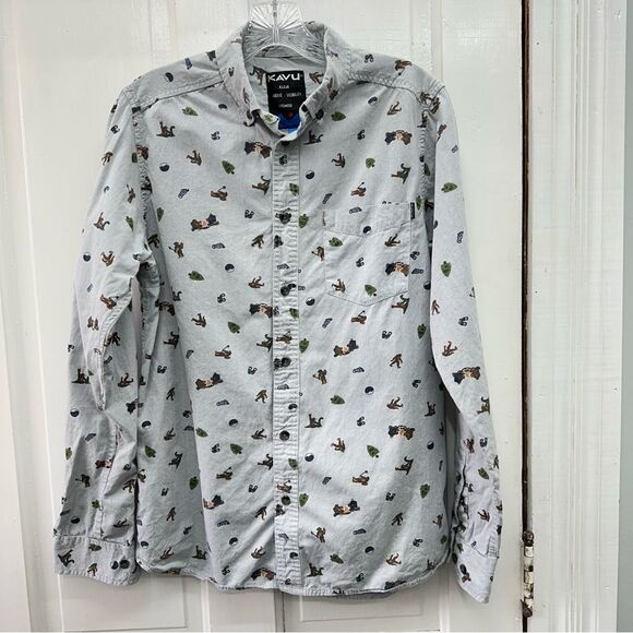 Kavu long sleeve button down camping outdoor adventure shirt men's small - Picture 1 of 4